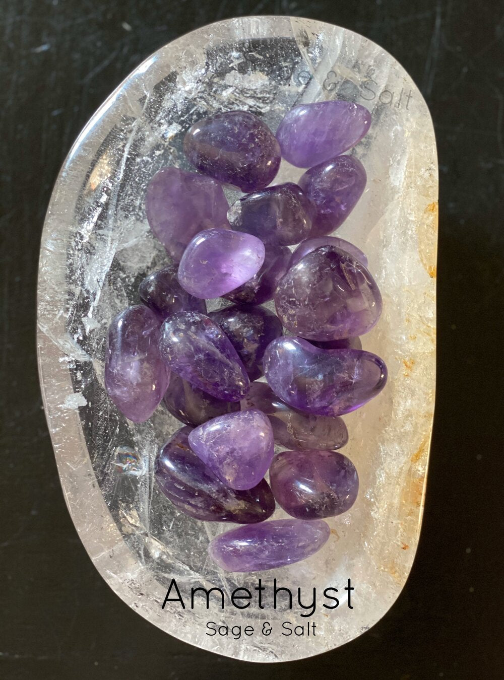 Tumbled amethyst for intuition and psychic protection. 