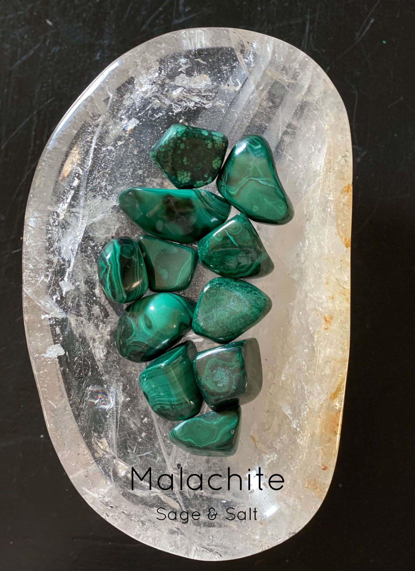 Tumbled Malachite. Crystals for change. Crystals for vitality. Malachite. 